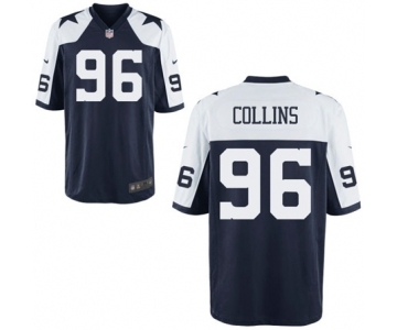 Men's Nike Dallas Cowboys #96 Maliek Collins Game Navy Blue Throwback Alternate NFL Jersey