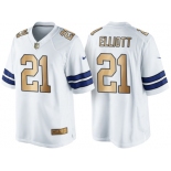 Nike Dallas Cowboys #21 Ezekiel Elliott White 2016 Christmas Gold Men's NFL Game Edition Jersey