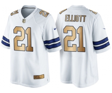 Nike Dallas Cowboys #21 Ezekiel Elliott White 2016 Christmas Gold Men's NFL Game Edition Jersey