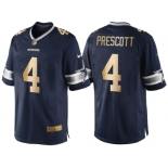 Nike Dallas Cowboys #4 Dak Prescott Navy Blue 2016 Christmas Gold Men's NFL Game Edition Jersey