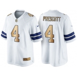 Nike Dallas Cowboys #4 Dak Prescott White 2016 Christmas Gold Men's NFL Game Edition Jersey