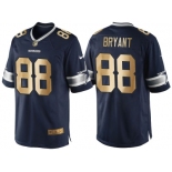 Nike Dallas Cowboys #88 Dez Bryant Navy Blue 2016 Christmas Gold Men's NFL Game Edition Jersey