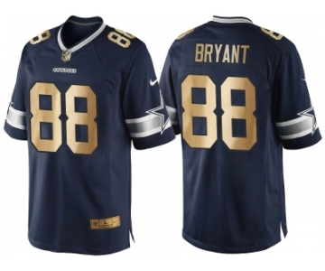 Nike Dallas Cowboys #88 Dez Bryant Navy Blue 2016 Christmas Gold Men's NFL Game Edition Jersey