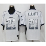 Men New Nike Dallas cowboys #21 Ezekiel Elliott Drift Fashion White Elite Jerseys