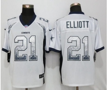 Men New Nike Dallas cowboys #21 Ezekiel Elliott Drift Fashion White Elite Jerseys