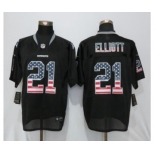 Men New Nike Dallas cowboys #21 Ezekiel Elliott USA Flag Fashion Black Elite Jerseys