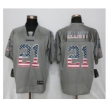 Men New Nike Dallas cowboys #21 Ezekiel Elliott USA Flag Fashion Gray Elite Jerseys