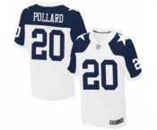 Men's Dallas Cowboys #20 Tony Pollard Elite White Throwback Alternate Football Jersey