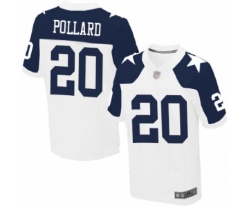 Men's Dallas Cowboys #20 Tony Pollard Elite White Throwback Alternate Football Jersey