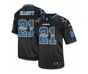 Men's Nike Dallas Cowboys #21 Ezekiel Elliott Elite Lights Out Black Strobe NFL Jersey