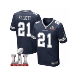 Men's Nike Dallas Cowboys #21 Ezekiel Elliott Elite Navy Blue Team Color Super Bowl LI NFL Jersey