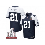 Men's Nike Dallas Cowboys #21 Ezekiel Elliott Elite Navy Blue Throwback Alternate Super Bowl LI NFL Jersey