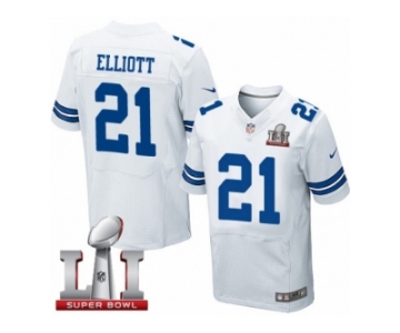 Men's Nike Dallas Cowboys #21 Ezekiel Elliott Elite White Super Bowl LI NFL Jersey