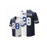 Men's Nike Dallas Cowboys #28 Darren Woodson Elite Navy Blue White Split Fashion NFL Jersey