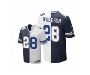 Men's Nike Dallas Cowboys #28 Darren Woodson Elite Navy Blue White Split Fashion NFL Jersey