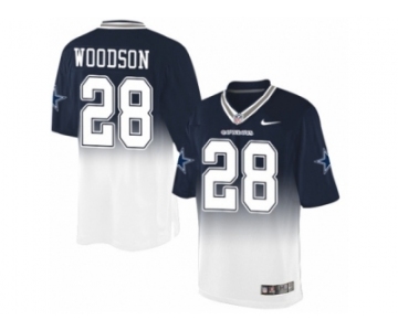 Men's Nike Dallas Cowboys #28 Darren Woodson Elite Navy White Fadeaway NFL Jersey