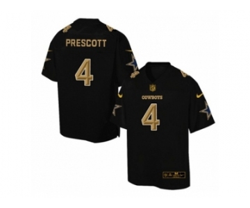 Men's Nike Dallas Cowboys #4 Dak Prescott Elite Black Pro Line Gold Collection NFL Jersey