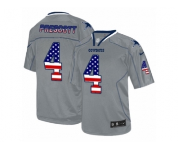 Men's Nike Dallas Cowboys #4 Dak Prescott Elite Grey USA Flag Fashion NFL Jersey