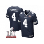 Men's Nike Dallas Cowboys #4 Dak Prescott Elite Navy Blue Team Color Super Bowl LI NFL Jersey