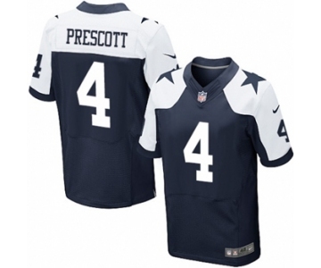 Men's Nike Dallas Cowboys #4 Dak Prescott Elite Navy Blue Throwback Alternate NFL Jersey