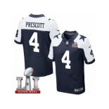 Men's Nike Dallas Cowboys #4 Dak Prescott Elite Navy Blue Throwback Alternate Super Bowl LI NFL Jersey