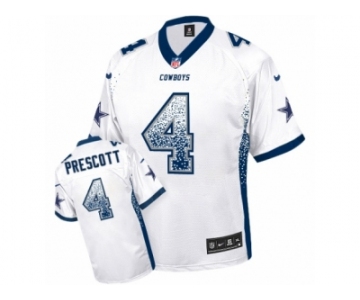 Men's Nike Dallas Cowboys #4 Dak Prescott Elite White Drift Fashion NFL Jersey