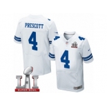 Men's Nike Dallas Cowboys #4 Dak Prescott Elite White Super Bowl LI NFL Jersey