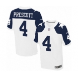 Men's Nike Dallas Cowboys #4 Dak Prescott Elite White Throwback Alternate NFL Jersey