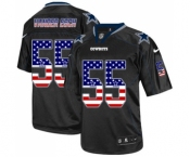 Men's Nike Dallas Cowboys #55 Leighton Vander Esch Elite Black USA Flag Fashion NFL Jersey