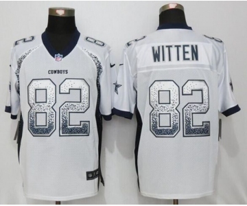 Men's Nike Dallas Cowboys #82 Jason Witten Drift Fashion White Elite Jerseys