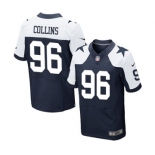 Men's Nike Dallas Cowboys #96 Maliek Collins Elite Navy Blue Throwback Alternate NFL Jersey