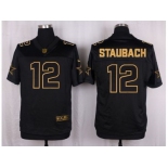 Nike Dallas Cowboys #12 Roger Staubach Black Pro Line Gold Collection Jersey[Elite]