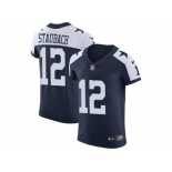 Nike Dallas Cowboys #12 Roger Staubach Navy Blue Thanksgiving Men Stitched NFL Vapor Untouchable Throwback Elite Jersey