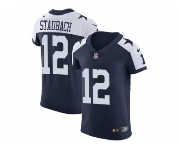 Nike Dallas Cowboys #12 Roger Staubach Navy Blue Thanksgiving Men Stitched NFL Vapor Untouchable Throwback Elite Jersey