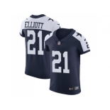 Nike Dallas Cowboys #21 Ezekiel Elliott Navy Blue Thanksgiving Men Stitched NFL Vapor Untouchable Throwback Elite Jersey