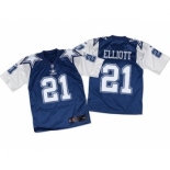 Nike Dallas Cowboys #21 Ezekiel Elliott Navy Blue -White Throwback Men's Stitched NFL Elite Jersey[Elliott]