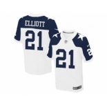 Nike Dallas Cowboys #21 Ezekiel Elliott White Thanksgiving Men's Stitched NFL Throwback Elite Jersey[Elliott]