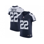 Nike Dallas Cowboys #22 Emmitt Smith Navy Blue Thanksgiving Men Stitched NFL Vapor Untouchable Throwback Elite Jersey