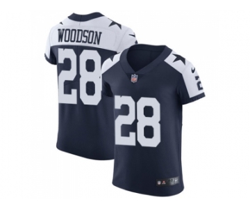 Nike Dallas Cowboys #28 Darren Woodson Navy Blue Thanksgiving Men Stitched NFL Vapor Untouchable Throwback Elite Jersey