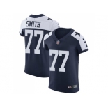 Nike Dallas Cowboys #77 Tyron Smith Navy Blue Thanksgiving Men Stitched NFL Vapor Untouchable Throwback Elite Jersey