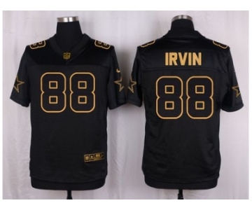 Nike Dallas Cowboys #88 Michael Irvin Black Pro Line Gold Collection Jersey[Elite]