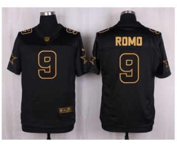 Nike Dallas Cowboys #9 Tony Romo Black Pro Line Gold Collection Jersey[Elite]