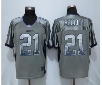 Nike Dallas cowboys #21 Ezekiel Elliott Drift Fashion Grey Jerseys[Elite]