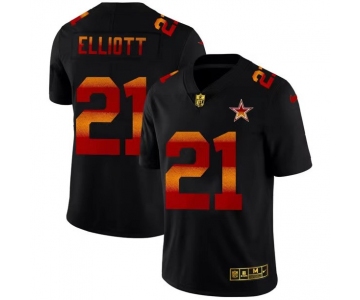 Dallas Cowboys #21 Ezekiel Elliott Men's Black Nike Red Orange Stripe Vapor Limited NFL Jersey