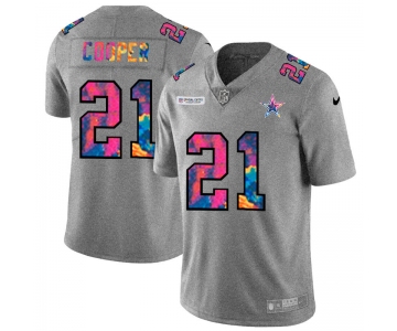 Dallas Cowboys #21 Ezekiel Elliott Men's Nike Multi-Color 2020 NFL Crucial Catch NFL Jersey Greyheather