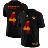 Dallas Cowboys #4 Dak Prescott Men's Black Nike Red Orange Stripe Vapor Limited NFL Jersey