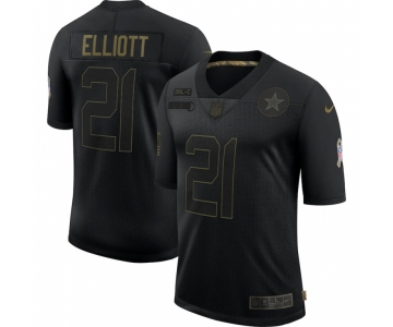 Men Dallas Cowboys #21 Ezekiel Elliott Nike 2020 Salute To Service Limited Jersey Black