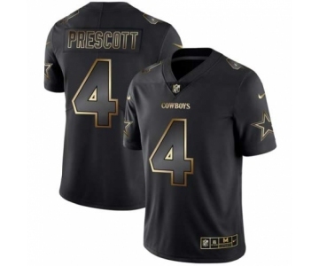 Men Dallas Cowboys #4 Dak Prescott Black Golden Edition 2019 Vapor Untouchable Limited Jersey