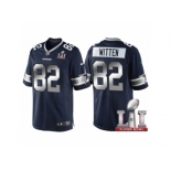 Men Dallas Cowboys #82 Jason Witten Navy Blue 2017 Super Bowl LI Patch Steel Silver Limited Jersey