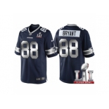 Men Dallas Cowboys #88 Dez Bryant Navy Blue 2017 Super Bowl 51 Patch Steel Silver Limited Jersey